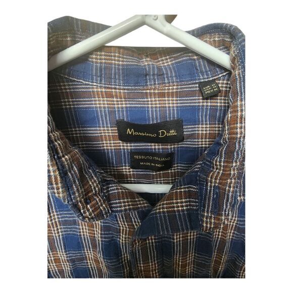 3014 - Massimo Dutti Medium Plaid Long Sleeve Button Up Men's Shirt - Picture 2 of 3